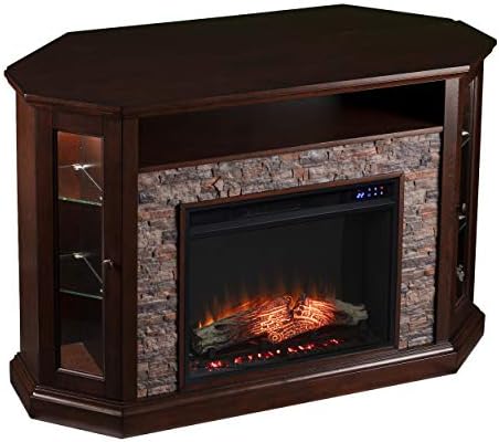 SEI Furniture - Redden Corner-Convertible Electric Fireplace with Touch Screen - Espresso - Transitional Design