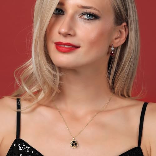 Gem Stone King 18K Yellow Gold Plated Silver Gemstone Birthstones 3 Stone Spiral Pendant Necklace for Women | Oval 6X4MM | Includes 18 Inch Chain