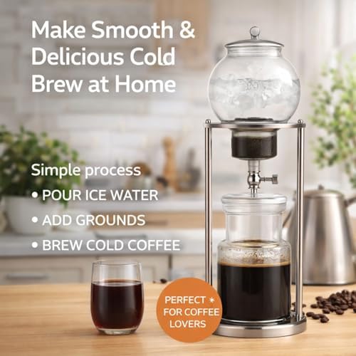 NISPIRA Luxury Ice Cold Brew Dripper Coffee Maker in Stainless steel, 600 ml Copper