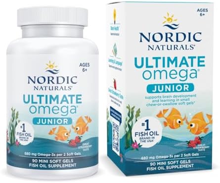Nordic Naturals Ultimate Omega Jr. for Kids, Strawberry - 120 Mini Soft Gels