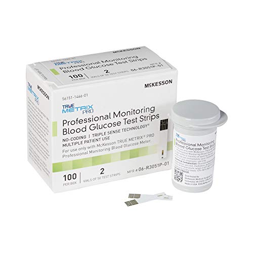 McKesson 06-R3051P-05 True Metrix Pro Professional Monitoring Blood Glucose Test Strip, Box of 50