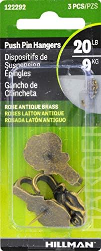 The Hillman Group 122292 Rose Push Pin Hanger, Antique Brass