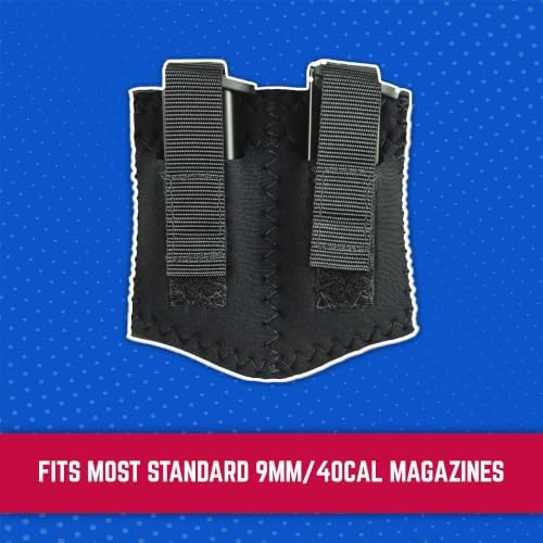Desantis Neoprene Ankle Double Magazine - Ambidextrous, Black | Fits Most Standard 9MM/40CAL Magazines, Concealed Ankle Magazine Holster