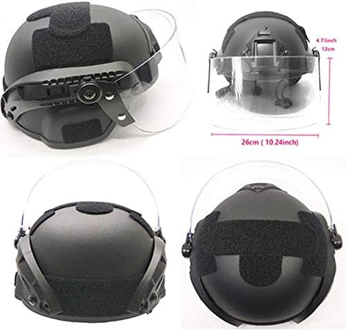 Airsoft MICH 2000 ACH Tactical Helmet with Clear Visor NVG Mount and Side Rail