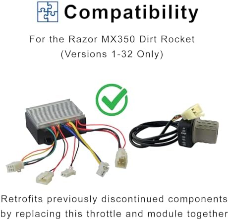 AlveyTech 24 Volt ZK2430-D-FS-ROHS Controller for The Razor MX350 Dirt Rocket Bike (Versions 33-36) - Replacement Motor Speed Control Module with 4-Wire Throttle Connector