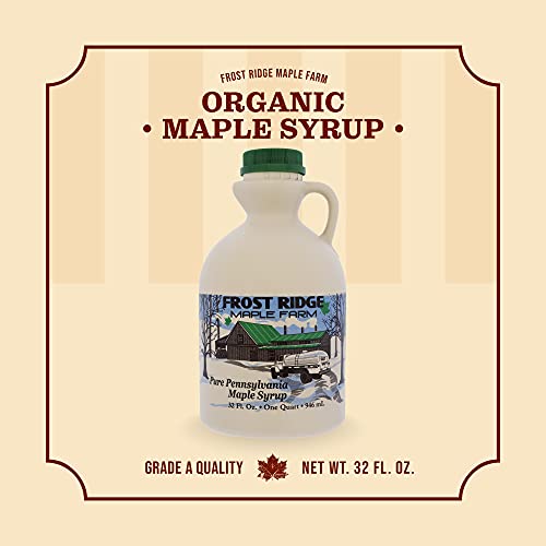 Frost Ridge Maple Farm, Organic Maple Syrup, Grade A, Quart (32 FL OZ), Medium Amber Rich