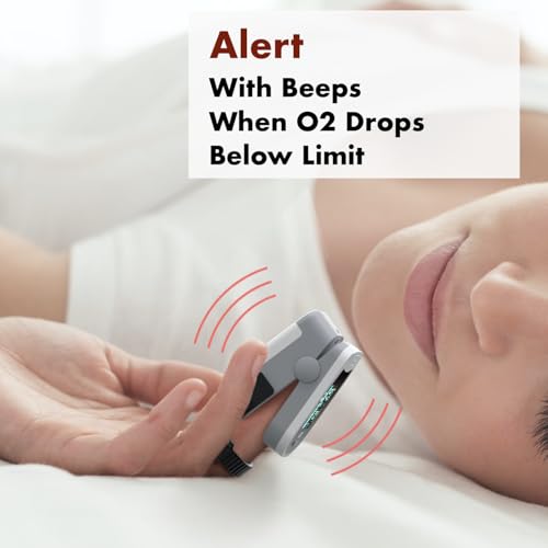 EMAY Sleep Oxygen Monitor with Built-in Recording Capability | Track Continuous Blood Oxygen Levels & Pulse Rate Overnight | Provides Sleep Report &