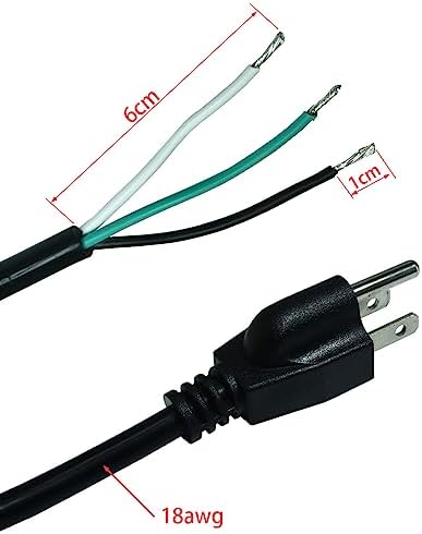 FILSHU 6ft 18 Gauge 3 Prong AC Power Cord with On Off Switch