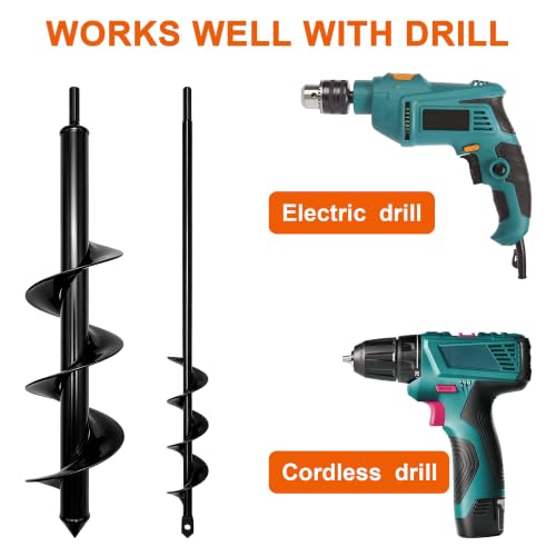 Auger Drill Bit for Planting 4"x12", Garden Plant Flower Bulb Bedding Planter Auger Spiral Drill Bit, Easy Planter Garden Auger