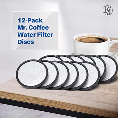 K&J Mr. Coffee Charcoal Water Filter Discs - Replacement 12-Pack Fits Most Mister Coffee Machine Brewers