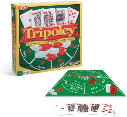 Tripoley Deluxe Board Game, Family Favorite Game, Combination of Michigan Rummy, Hearts and Poker, Perfect for Family Game Night, for Ages 8 and up