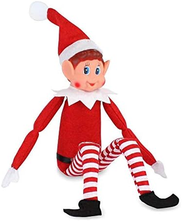 Glow Set of 2 Naughty Little Xmas Elves - Playful Elf Figure with Soft Body, Vinyl Face, Hook and Loop Grip Elves Behavin’ Badly Christmas Family Elfie Elvie Toy Boy Girl