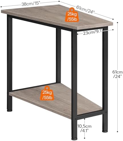 HOOBRO Wedge End Table, Recliner Wedge Side Table with Storage, Industrial Triangle Accent Table for Small Space, Corner, Living Room, Apartment
