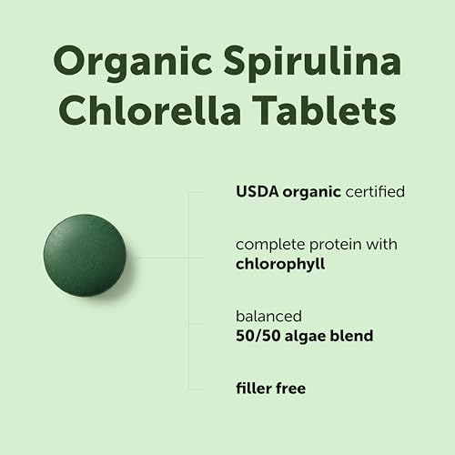 Micro Ingredients Organic Spirulina Chlorella Tablets, 720 Count | 4 Month Supply. 50/50 Algae Blend, Broken Cell Wall