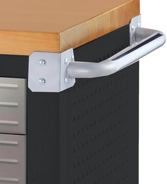 Seville Classics UltraHD Heavy Duty Rolling Cabinet Workbench Table w/Solid Wood Top, Workstation for Garage, Warehouse, Office, Workshop, 77" W x 20" D x 37.5" H, Graphite, 11-Drawer