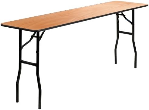 Emma + Oliver 72 in Natural Wood Rectangular Folding Table | Clear Coated Finished Top, Lightweight, Easy Storage, Event Table