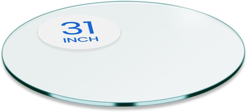 24 inch Round Glass Table Top - Tempered - 3/8" Thick Glass Surface, Safe Pencil Edge, Multipurpose for Dining Table, Patio, Coffee and End Table