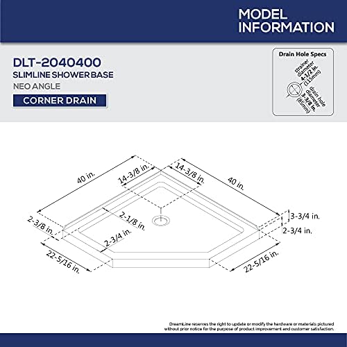 DreamLine 36 in. x 36 in. x 76 3/4 in. H Neo-Angle Shower Base and QWALL-4 Acrylic Corner Backwall Kit in White, DL-6044C-01