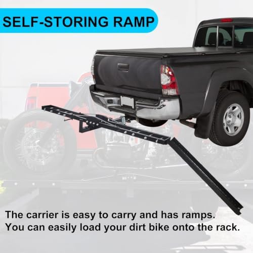 500LBS Steel Motorcycle Scooter Dirtbike Carrier Hauler Hitch | Mount Rack Ramp Anti Tilt