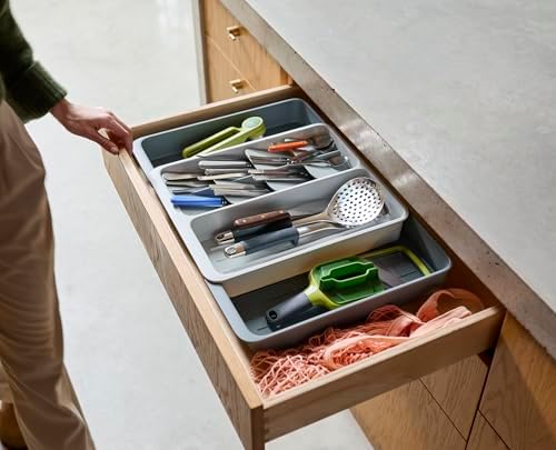 Joseph Joseph DrawerStore Knife Organizer, holds up to 9 knives, Kitchen Organization & Drawer Storage – Compact, Gray
