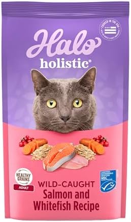 Halo Natural Dry Cat Food, Wild Salmon & Whitefish Recipe, 3-Pound Bag