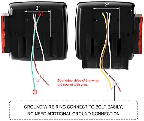 CZC AUTO 12V Submersible LED Trailer Tail Lights Left&Right Reverse Lights | Stop Tail Turn Signal Lights for Under 80 Inch Boat Utility Trailer