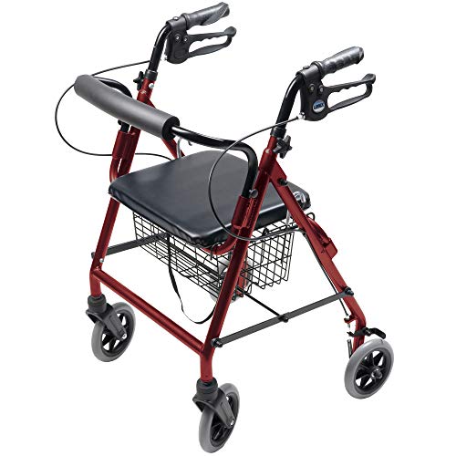 Lumex Walkabout Lite Hemi Rollator, Short & Lightweight Walker, Low 20" Seat, Burgundy