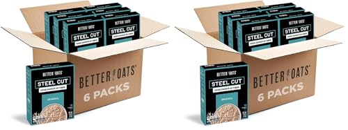 Better Oats Steel Cut Maple & Brown Sugar Oatmeal, 15.1 oz Box, 6 Pack | Instant Breakfast With Flax Seeds & Natural Flavors, Good Source Of ALA Omega-3, Individual Packets, Heart Healthy