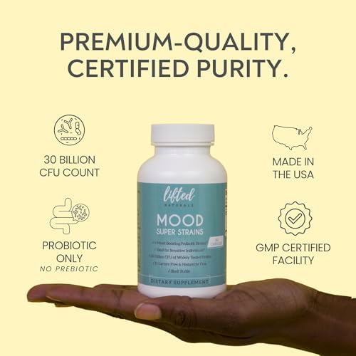 Probiotics - Mood Super Strains Probiotic - Naturally Supports Digestion & Mood - Histamine-Free Probiotics w/ L Rhamnosus GG