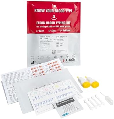 Eldoncard INC Blood Type Test, 1 Pack | Complete Kit, A, B, O, AB & RH Results, Results in Minutes, Includes Safety Lancet, Micropipette