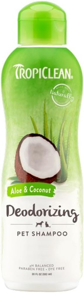 TropiClean Deodorizing Dog Shampoo for Smelly Pets, Long Lasting Odor Control, Puppy Safe, Made in the USA, Berry Scent, Cat Friendly, 20oz.