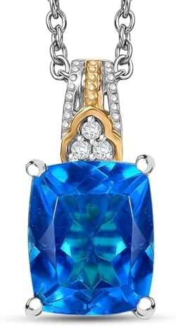 Caribbean Quartz Zircon 4.40 ctw Pendant Steel Necklace 20"