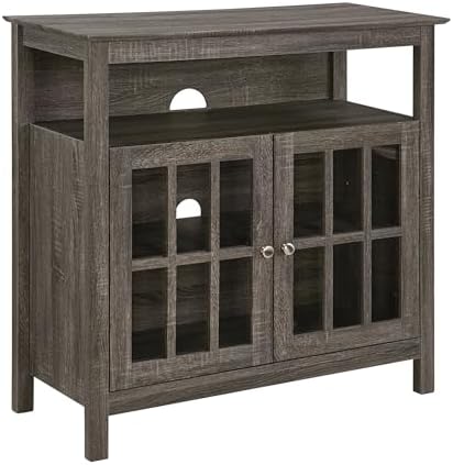 Convenience Concepts Big Sur Highboy TV Stand with Storage Cabinets and Shelves in White Finish