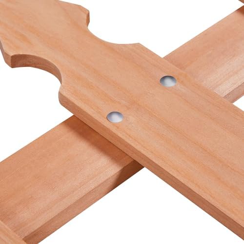 Topeakmart 177.5in Picket Fence for Garden, Wooden Fence Panels,Dark Brown