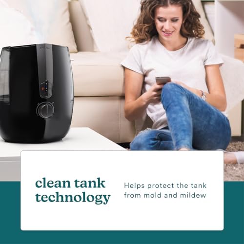 Homedics TotalComfort Plus Humidifier – Large Air Humidifiers for Bedroom, Plants – Top-Fill 5.3L Water Tank with Cool and Warm Mist