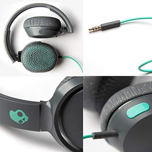 Skullcandy Riff On-Ear Wired Headphones with 3.5mm AUX Plug - Black | Travel Ready with 3.5mm Wired Connection, Built-In Microphone, Foldable Lightweight Comfortable Design, Durable Headband