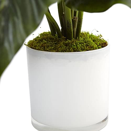 Nearly Natural 26 in Artificial Peace Lily Glass Planter Office Room Decor | Thick Bountiful Leaves, Premium Quality Materials