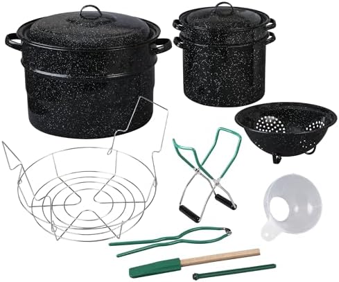 Granite Ware 8 Piece Enamelware Water bath canning Pot with Canning kit and Rack. Canning Supplies Starter Kit