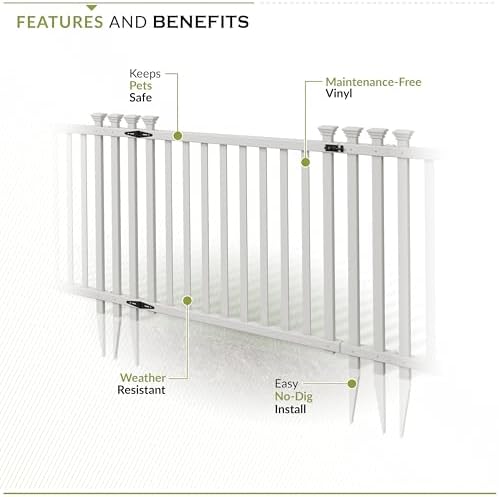 Zippity Baskenridge Picket Gate, White Vinyl DIY No Dig Kit | 3ftH x 4.2ftW, 1 Gate, ZP19038