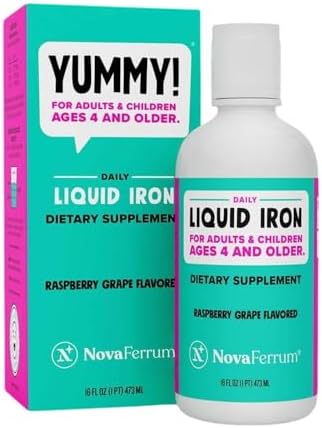 NovaFerrum Yummy | Pediatric Drops Liquid Iron Supplement for Infants and Toddlers | Liquid Iron for Kids | 15mg of Iron Per 1mL Dose | Ages 4 & Under | Gluten Free Certified | Sugar-Free | Raspberry