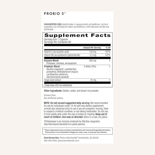 Plexus® ProBio 5®, 60 Capsules | 3 Billion CFU from 5 probiotic strains to support gut microbiome balance and healthy digestion