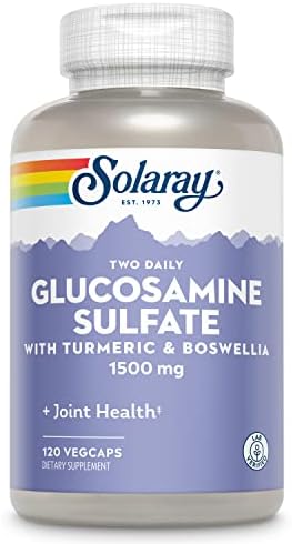 SOLARAY Glucosamine Sulfate 1500 mg, 120 VegCaps | Joint Mobility & Connective Tissue Support - Glucosamine, Turmeric & Boswellia - 60 Servings - Lab Verified