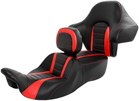 Rider Passenger One-Piece Two-Up Seat Driver Rider Backrest Wrap Around Backrest Pad Fit For Harley 2014-2023 Touring Road King Street Glide Road