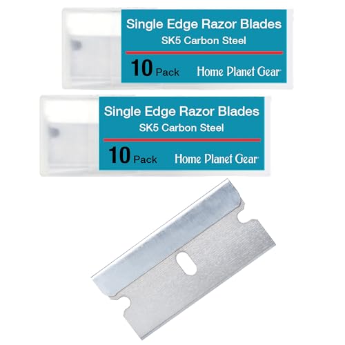 Single Edge Razor Blade 10 Pack - Straight Edge Razor - Ten Sharp Flat Blades in Convenient Storage Box - Oven Scraper Razors Refills - Heavy Duty