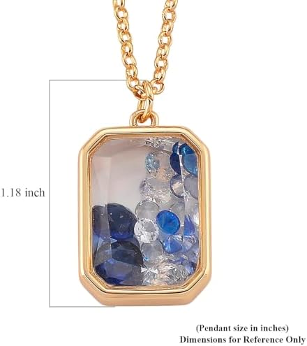 Blue and White Crystal Pendant Necklace in Goldtone 20 Inches