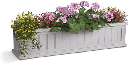 Mayne Cape Cod 4ft Window Box - Black - 48in L x 11in W x 10.8in H - Polyethylene - Built-in Water Reservoir (4841-B)