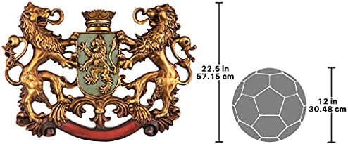 Design Toscano Heraldic Royal Lions Coat of Arms Wall Sculpture, 30 Inch, Full Color