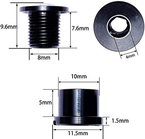 Saiper 10pcs M8 Single Bike Chainring Bolts 7075 Aluminum Alloy | Bicycle Crankset Nuts Chainwheel Screws Fit for Road, Mountain, BMX, MTB, Fixie