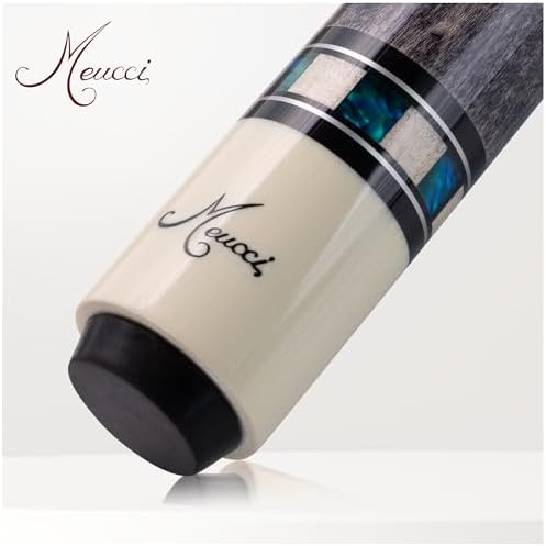 Meucci Pool Cues - Merry Widow, Blue & Gray - Maple Cue Stick, Pool Stick w/Paua Shell Squares Design