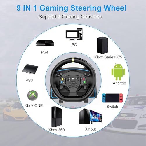 DOYO Gaming Steering Wheel with Pedals for PC, Xbox One, Xbox Series X